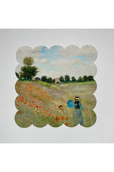 Digitally Printed Laser Cut Cocktail Napkin with Landscape Painting Pattern